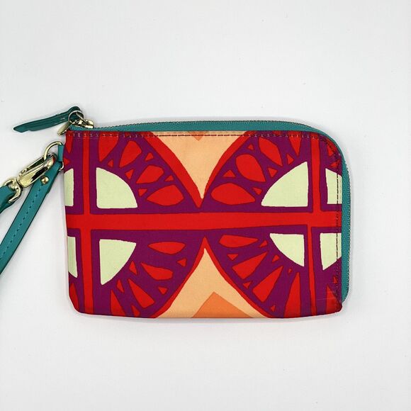 Fossil Key-Per Zip Around Wristlet Raspberry Print Pink/Orange/Turquoise SL4522 - Picture 2 of 9